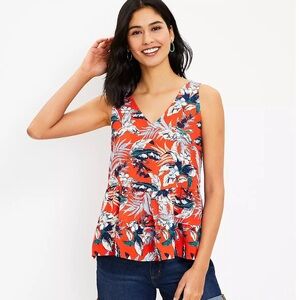 LOFT Womens Botanical Double V Peplum Shell size large